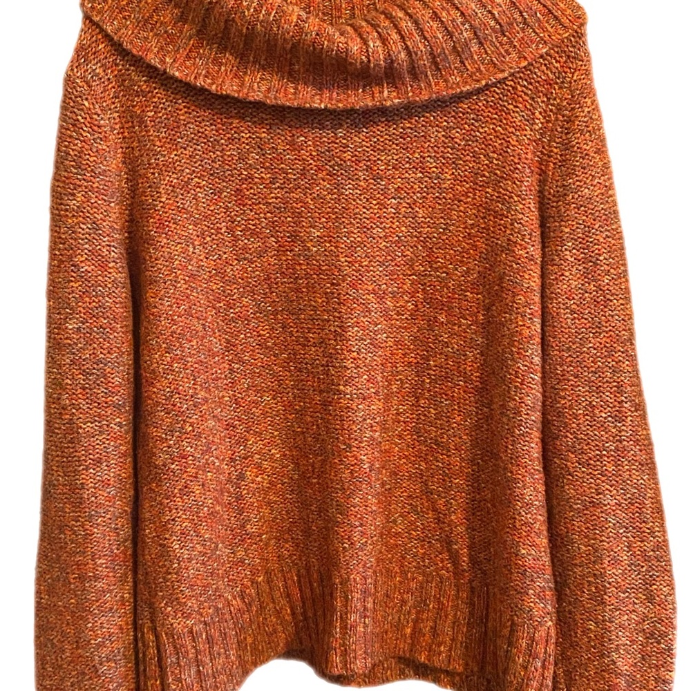 Rusty Orange Chunky Turtleneck Sweater